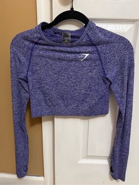 Gymshark Purple Seamless Cropped Long Sleeve Top - Heathered